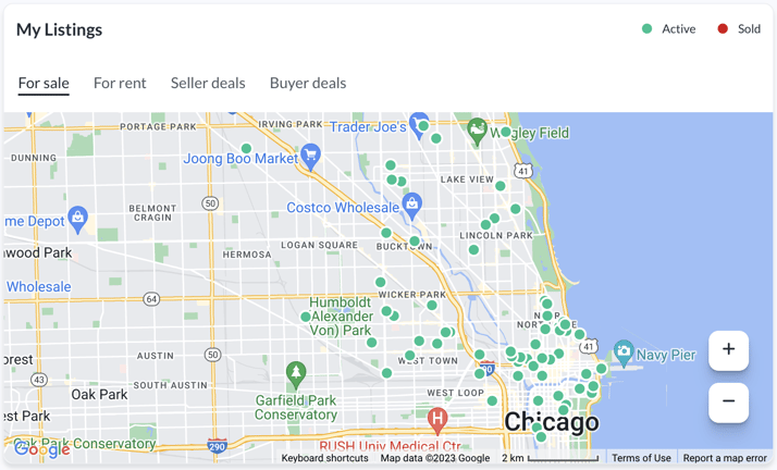 real estate agent bio listings map
